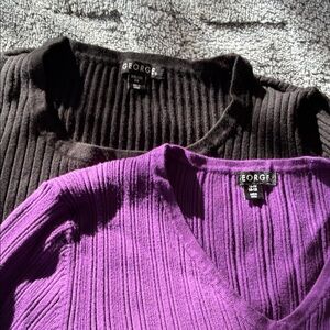 George Ribbed Black and eggplant sweaters pair